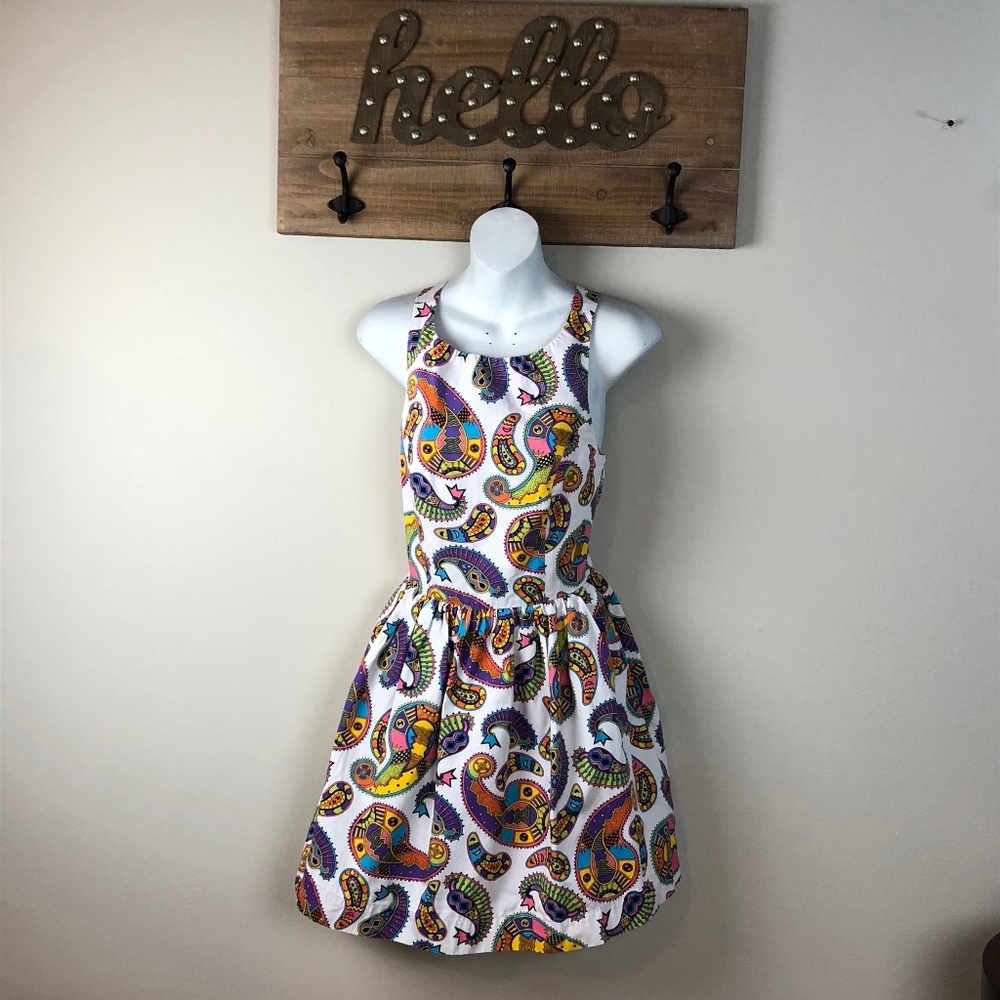 MSGM Memphis Paisley Dress Cross Back Mini Dress